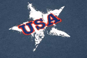 image screen printed onto fabric of star with USA over it